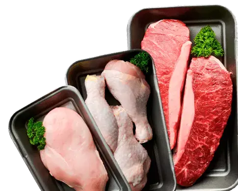 three trays with raw meat